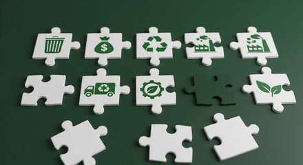 Naklejka premium Sustainability puzzle solution for eco friendly business and environmental impact
