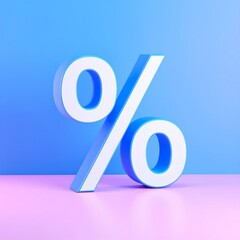 Blue Percentage Sign, Pastel Background