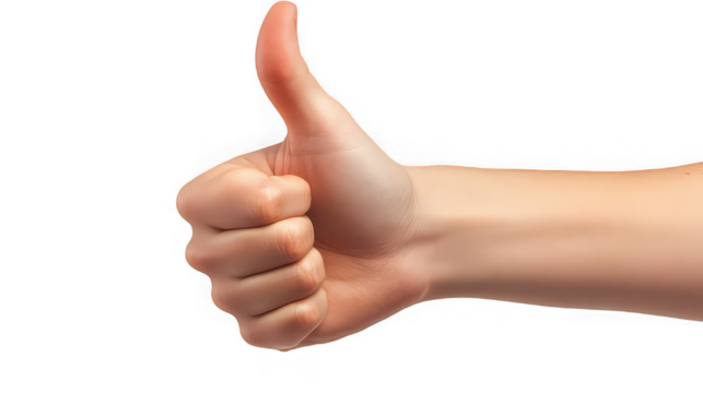 Hand showing thumbs up gesture isolated on white background