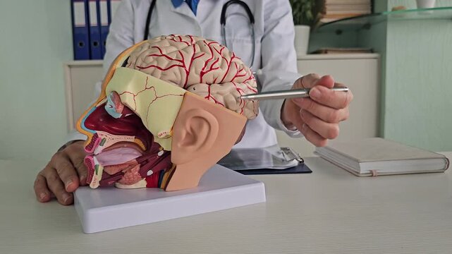 Hands-on demonstration of a brain model for educational purposes in a medical setting