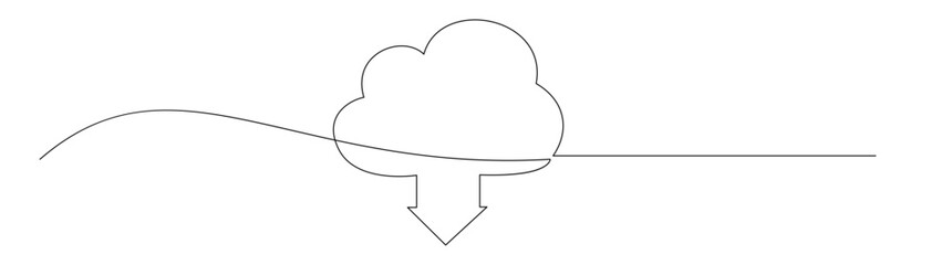 Cloud storage download continuous line art