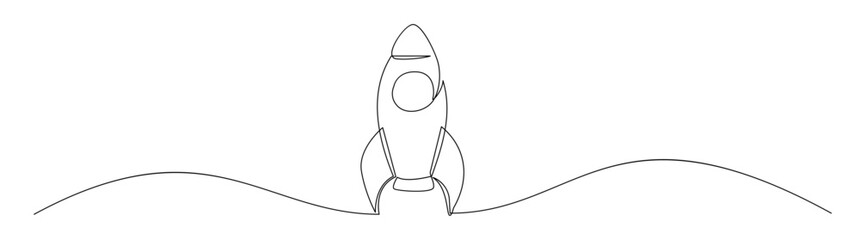One Line Drawing of Rocket Taking Off