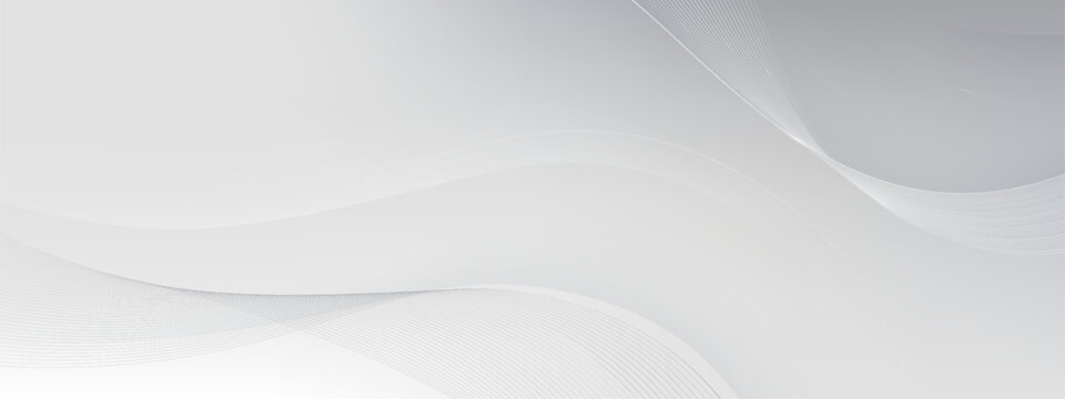 Abstract white background with soft waves. Vector realistic illustration of modern business presentation template, light gray gradient and curvy lines, elegant geometric design with subtle elements