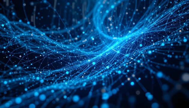 Sreaming data, binary data moving on a digital 3d space - Digital Code concept