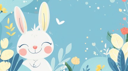 Cute Cartoon Illustration with Blue Background