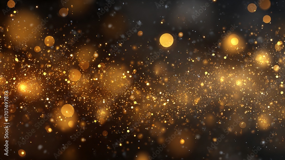 Poster dreamy golden holiday bokeh background with large soft glowing orbs sparkling particles and festive 