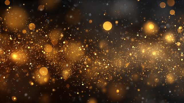 Dreamy golden holiday bokeh background with large soft glowing orbs sparkling particles and festive sprinkles perfect for Christmas and New Year wallpapers gift wrap banners and web headers