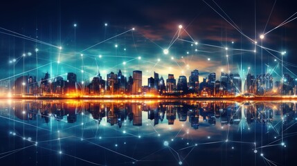 Fototapeta premium 5G, 6G, Big data wireless network, high speed internet, cloud computing or connect diagram technology, Data storage, service, synchronize, online, financial, Connectivity global, smart city, Gen AI