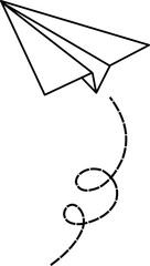 Vector of hand drawn doodle paper airplane isolated on white background. Line icon symbol of travel and route. Vector icon.Paper plane with dotted line, Origami paper airplane, Travel symbol,