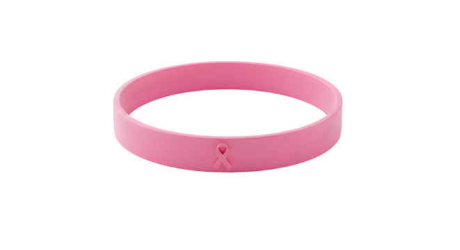Pink smooth band with ribbon promotes breast cancer awareness. Ideal for posters, social media, and fundraising materials.