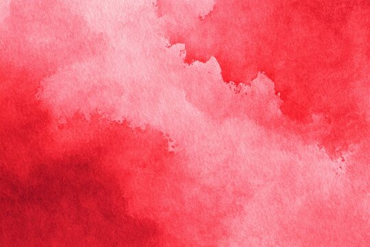 Vibrant red watercolor wash texture background design. Vivid, full color, copy space, colorful, artistic, pastel tones