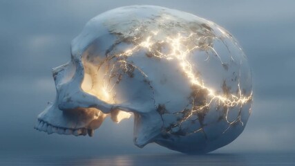 Skull with earth globe - Powered by Adobe