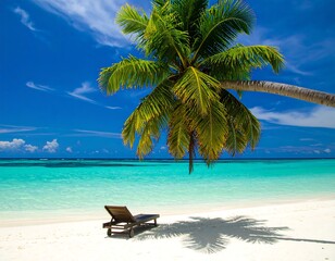 Tropical beach scene with palm tree (2)