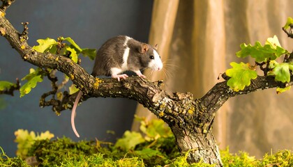 Rat on bonsai tree