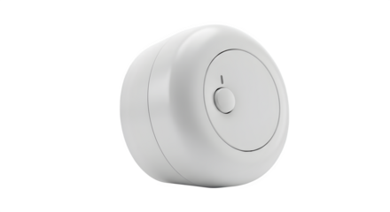 White, matte surface features minimalist sensor with button. Ideal for product photography, UI/UX, and presentations showcasing technology.