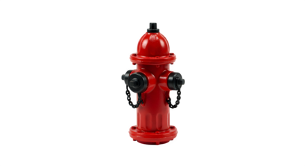 Red fire hydrant sits on black background for product photography.