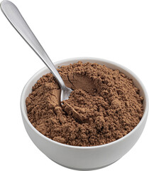 Cocoa powder isolated, top view