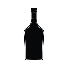 Minimalist black silhouette of a bottle on a clean white background