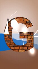Brick Letter G, Coastal Scene, Abstract Art