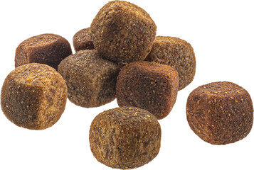 Dry cat or dog food isolated