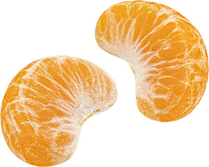 Obraz na płótnie Canvas Tangerine pieces, peeled mandarins isolated