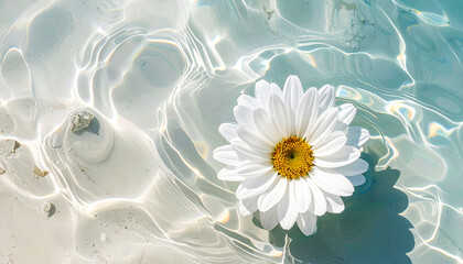 波にただようマーガレットの花