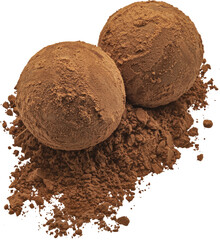 Chocolate truffles with cocoa powder isolated