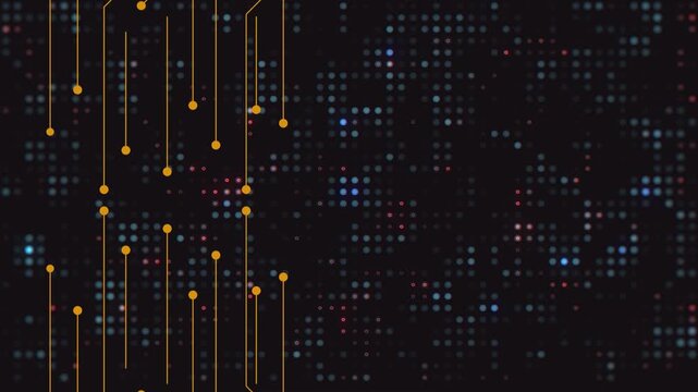 Abstract digital technology background with binary code pattern and futuristic light design