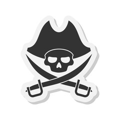 Pirate skull icon isolated on transparent background