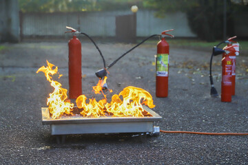 corporate safety - exercise during a firefighting course