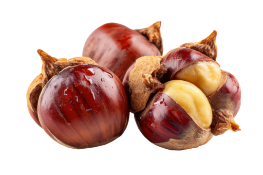 Chestnut nuts PNG, white isolated background. Healthy superfood nut snack. Nutritious, natural, organic food, flavour, cooking ingredient, vitamin mineral source