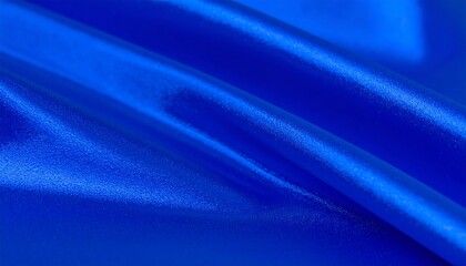 Smooth, vibrant blue satin fabric folds