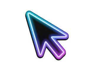 Neon pointer cursor glowing digital technology abstract background concept