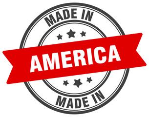 Made in America round sign. Made in America stamp.