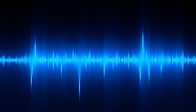 Abstract blue sound wave on dark background