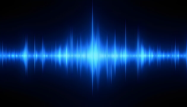 Abstract blue sound wave on dark background