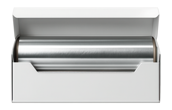 Aluminum foil wrap roll, boxed with cutting edge