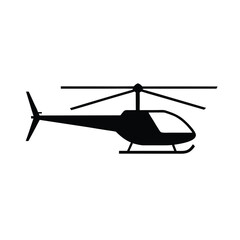 Black helicopter silhouette isolated on a clean white background