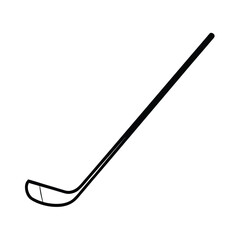 Black hockey stick silhouette on a clean white background