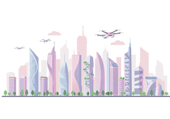 Fototapeta premium Futuristic Cityscape Skyline Architecture.