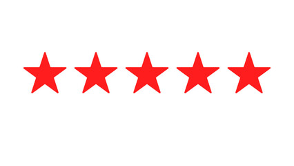 Fototapeta premium 5 red stars rating review, top quality, red rating stars icon, five red star sign, red rating symbol vector