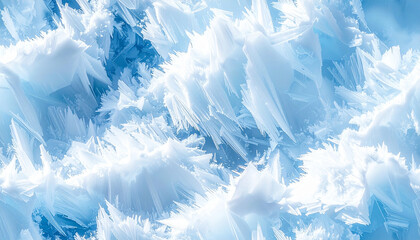 Obraz premium Close-up view of intricate ice crystals, showcasing delicate formations and vibrant blue tones.