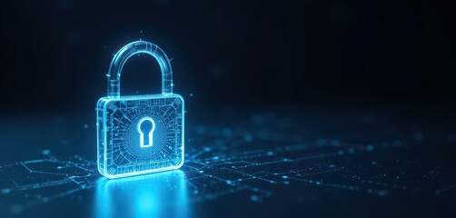 3D Futuristic Lock Symbol for Tech and Data Protection Needs