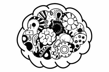 black and white creative doodle