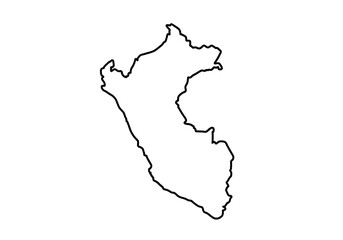 Obraz premium Outline of Peru South America Black line white background