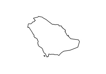 Outline of Saudi Arabias geographic borders depicted in black
