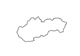 Obraz premium Outline of Slovakia its shape is roughly horizontal with a broader section at the left and a narrower one to the right