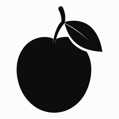 aprium fruit silhouette on white background