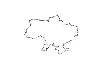 Outline of Ukraine black borders on white country borders defined