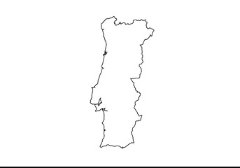 Portugal outline country borders define shape